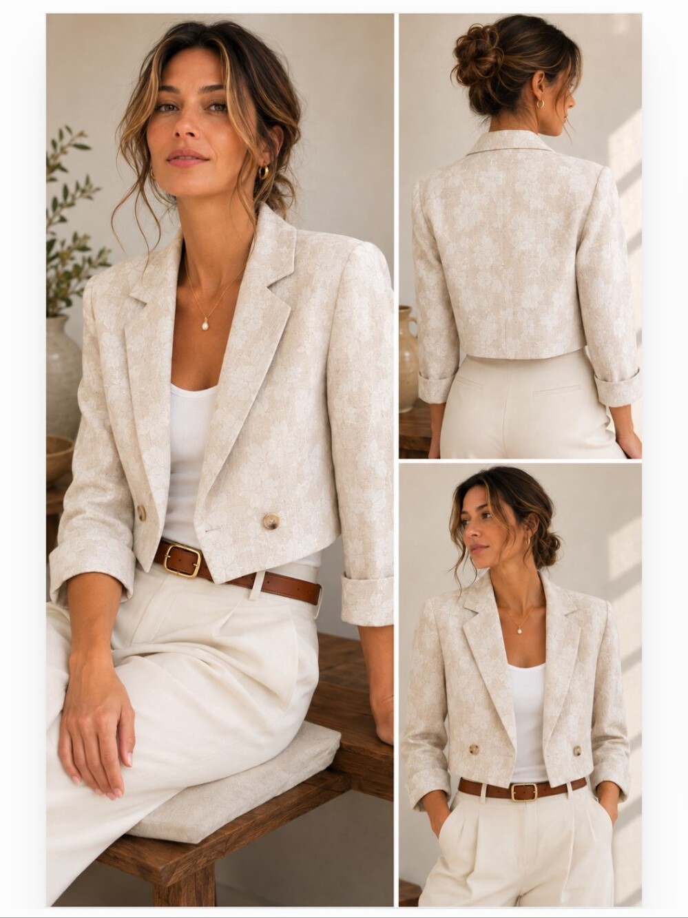 NWT Anthropologie Current Air Lightweight Floral Linen Blend Cropped Jacket